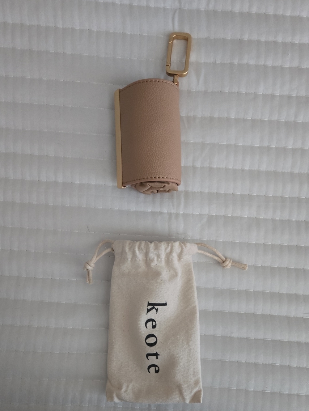 Nude Tan Key Holder with Gold Hardware